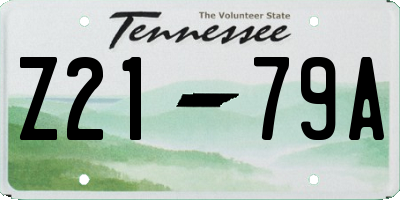 TN license plate Z2179A