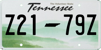 TN license plate Z2179Z