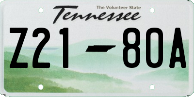 TN license plate Z2180A