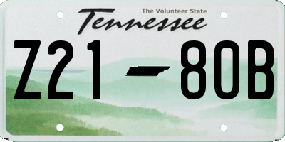 TN license plate Z2180B