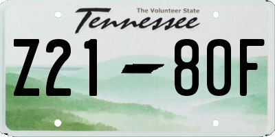 TN license plate Z2180F