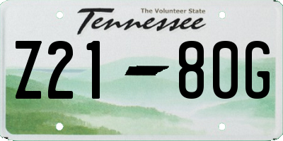 TN license plate Z2180G