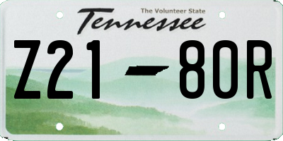 TN license plate Z2180R