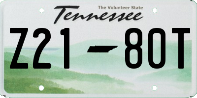 TN license plate Z2180T