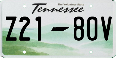 TN license plate Z2180V