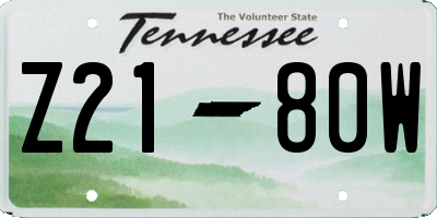 TN license plate Z2180W