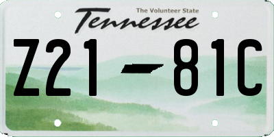 TN license plate Z2181C