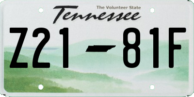 TN license plate Z2181F
