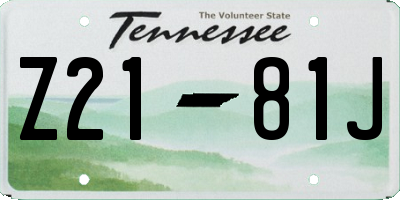 TN license plate Z2181J