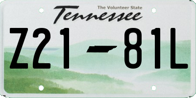 TN license plate Z2181L