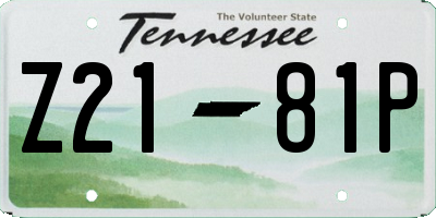 TN license plate Z2181P