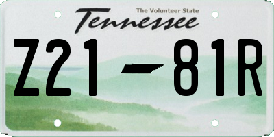TN license plate Z2181R
