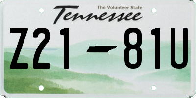 TN license plate Z2181U