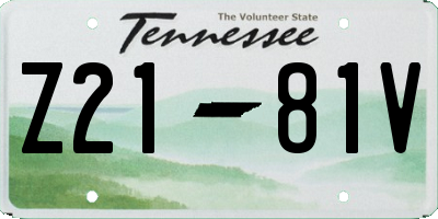 TN license plate Z2181V