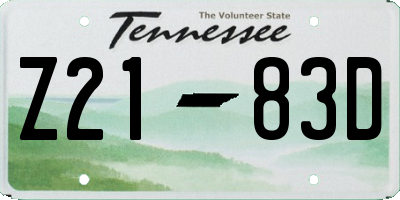 TN license plate Z2183D