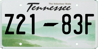TN license plate Z2183F