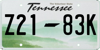 TN license plate Z2183K