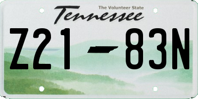 TN license plate Z2183N