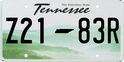TN license plate Z2183R