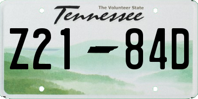 TN license plate Z2184D