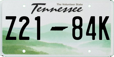 TN license plate Z2184K