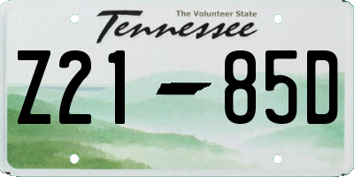 TN license plate Z2185D