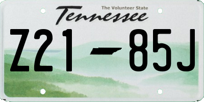 TN license plate Z2185J