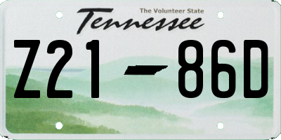 TN license plate Z2186D