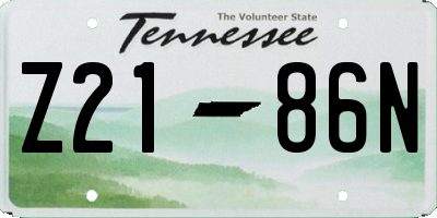 TN license plate Z2186N