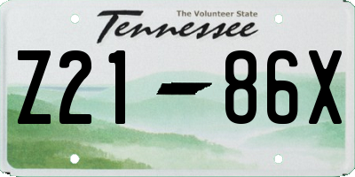 TN license plate Z2186X