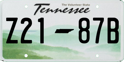 TN license plate Z2187B