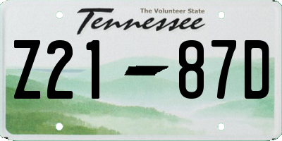 TN license plate Z2187D