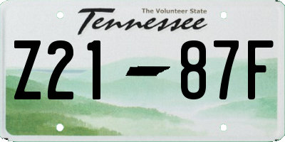 TN license plate Z2187F