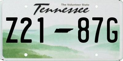 TN license plate Z2187G