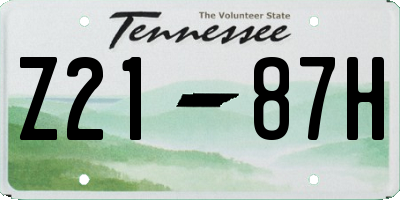 TN license plate Z2187H