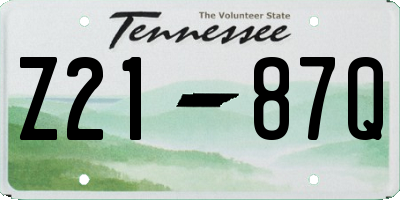 TN license plate Z2187Q