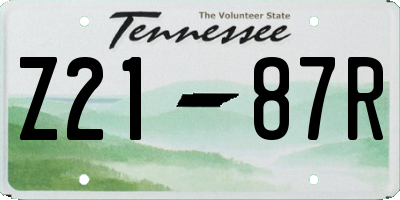 TN license plate Z2187R