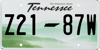TN license plate Z2187W