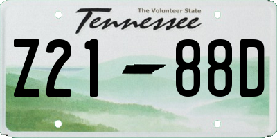 TN license plate Z2188D