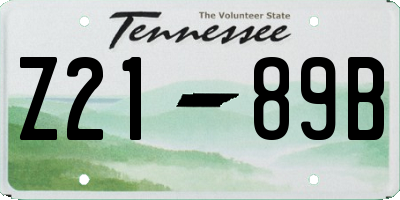 TN license plate Z2189B