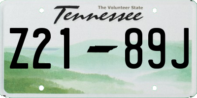 TN license plate Z2189J