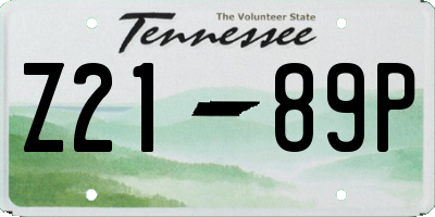 TN license plate Z2189P