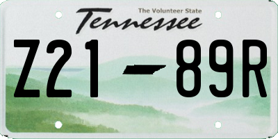 TN license plate Z2189R