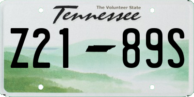 TN license plate Z2189S