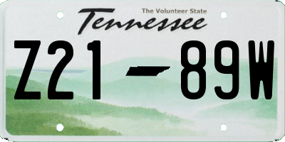 TN license plate Z2189W