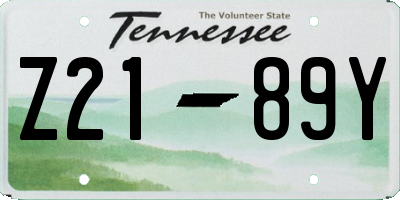 TN license plate Z2189Y