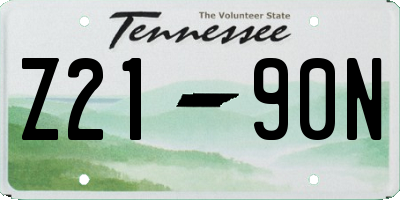 TN license plate Z2190N