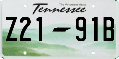 TN license plate Z2191B