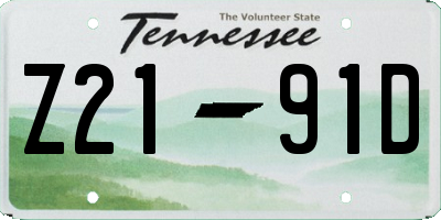 TN license plate Z2191D