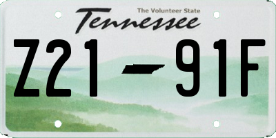 TN license plate Z2191F